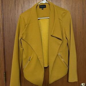 Premier Women's Mustard Blazer with Zipper Accents
